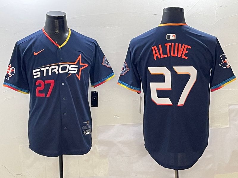 Men Houston Astros #27 Altuve Drak Blue Fourth generation Joint Name 2025 Nike MLB Jersey style 3